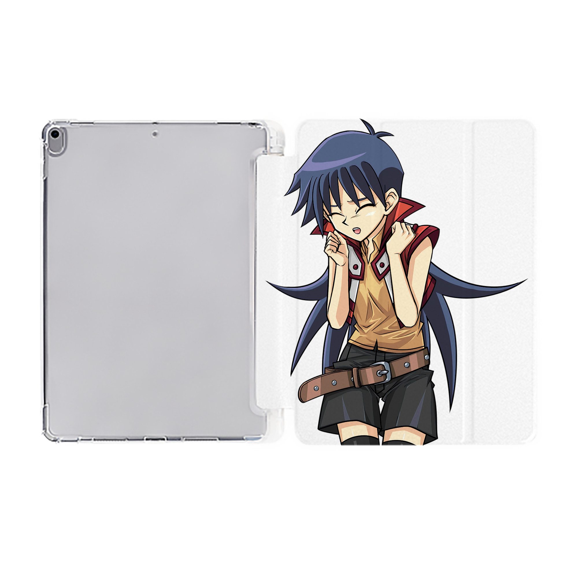 （画像用） 遊☆戯☆王 Yu-Gi-Oh! IPad ケース ペン収納付き 三つ折りスタンド PUレザー×シリコン 対応機種9.5/10.5/10.9インチ